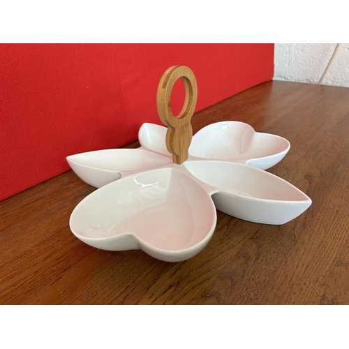 442 - Ceramic Nut Dish with Wooden Handle