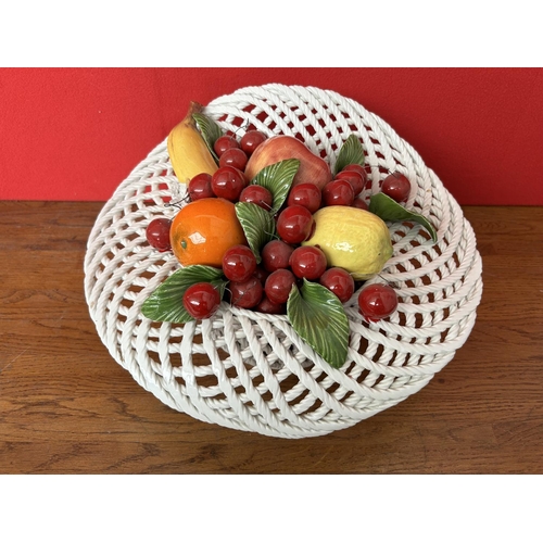 501 - Vintage Italian Handmade Fruit Ceramic Ornamental 'Hat' Centerpiece  from 1980s