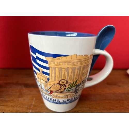 514 - Jipsy Glass Flute in Box and Greece Souvenir Mug