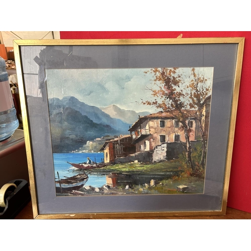 145 - Italian 'D.Rivoli' Oil on Board Painting in Frame (77 x 67cm)