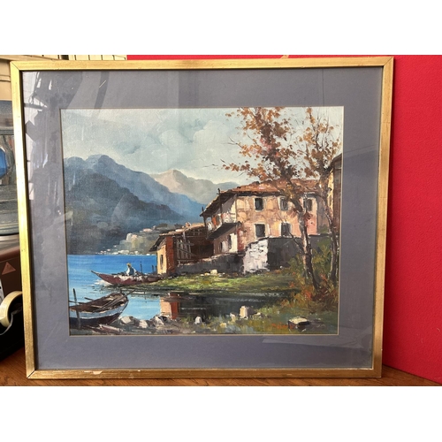 145 - Italian 'D.Rivoli' Oil on Board Painting in Frame (77 x 67cm)