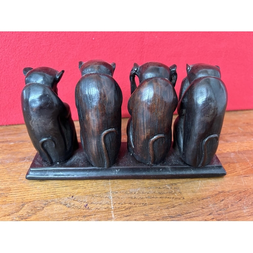 161 - Speak No Evil Hear No Evil Set of 4 Cast Resin Monkey Figures