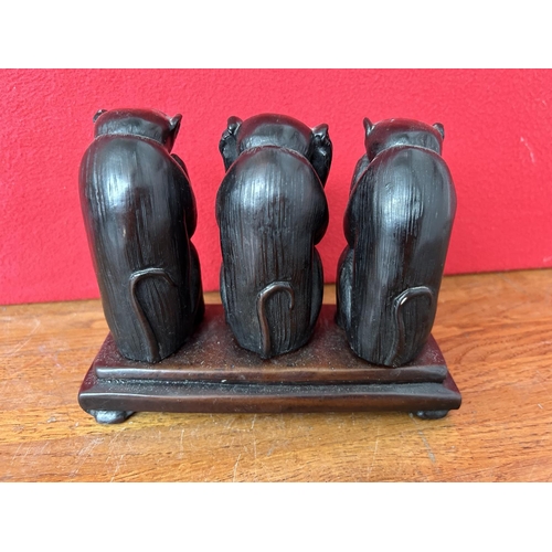 162 - Speak No Evil Hear No Evil Set of 3 Cast Resin Monkey Figures