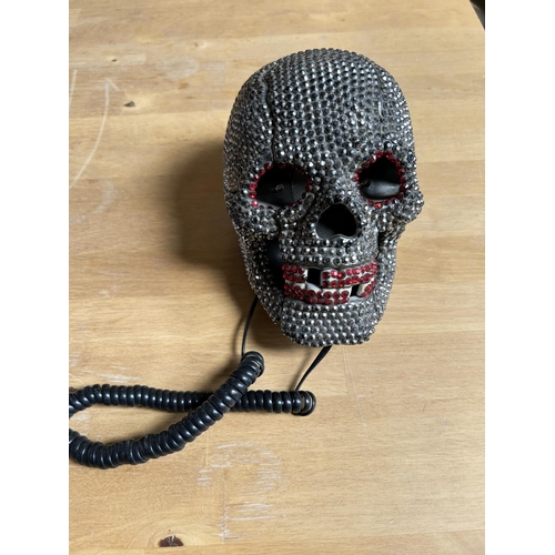 26 - Rhinestone Skull Landline Telephone