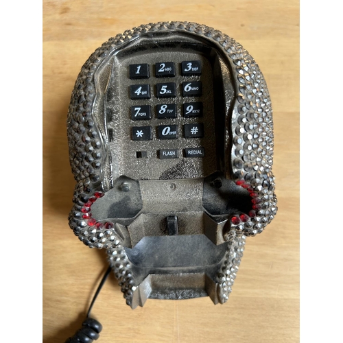 26 - Rhinestone Skull Landline Telephone