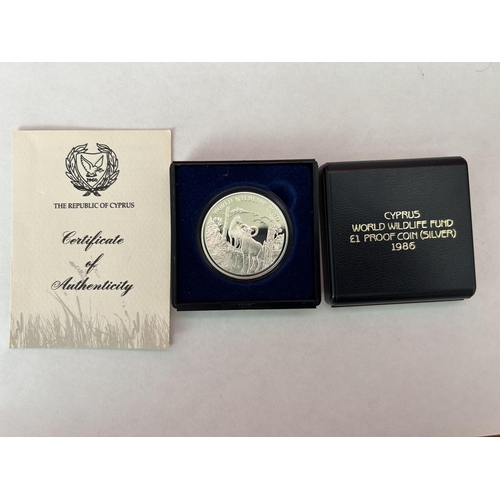 452 - Cyprus World Wildlife Fund £1 Proof Silver Coin