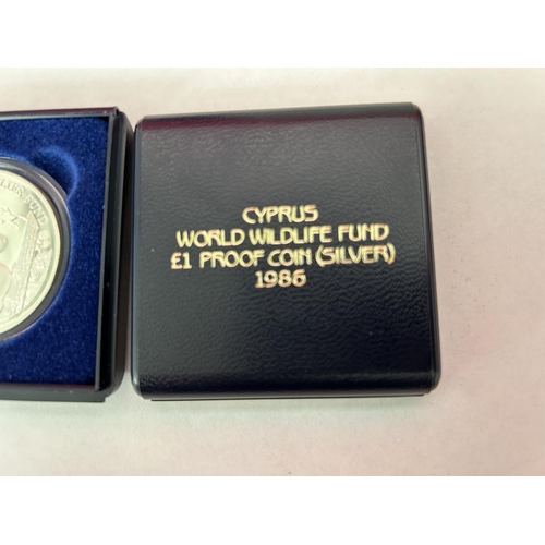 452 - Cyprus World Wildlife Fund £1 Proof Silver Coin