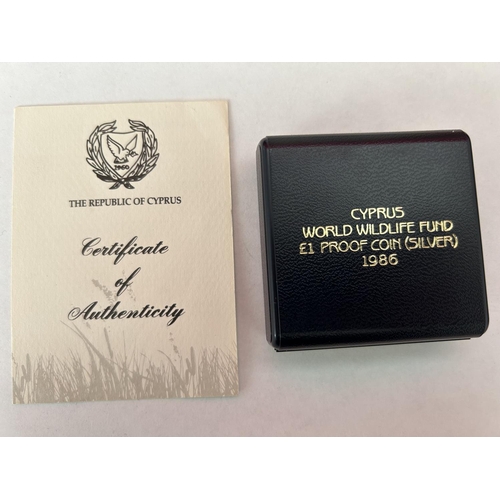 487 - Cyprus World Wildlife Fund £1 Silver Proof Coin 1986