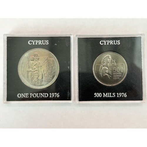 488 - Cyprus Royal Mint £1 and 500 Mils Uncirculated Coins 1976