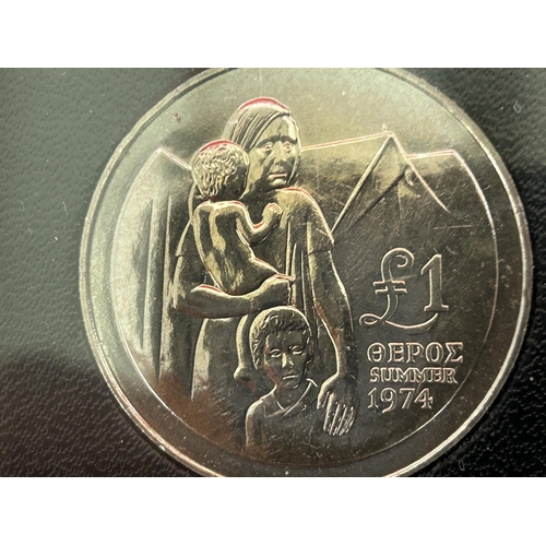 548 - Royal Mint Cyprus 1976 £1 and 500 Mils Refugee Uncirculated Coins