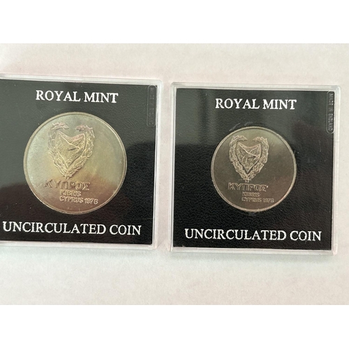 548 - Royal Mint Cyprus 1976 £1 and 500 Mils Refugee Uncirculated Coins