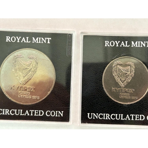 548 - Royal Mint Cyprus 1976 £1 and 500 Mils Refugee Uncirculated Coins