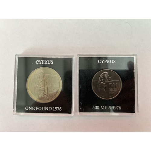 549 - Cyprus Royal Mint £1 and 500 Mils Uncirculated Coins 1976