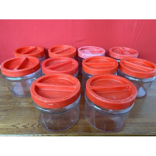 607 - Bergonovo Italy Large Kitchen Glass Jars (x10pcs)