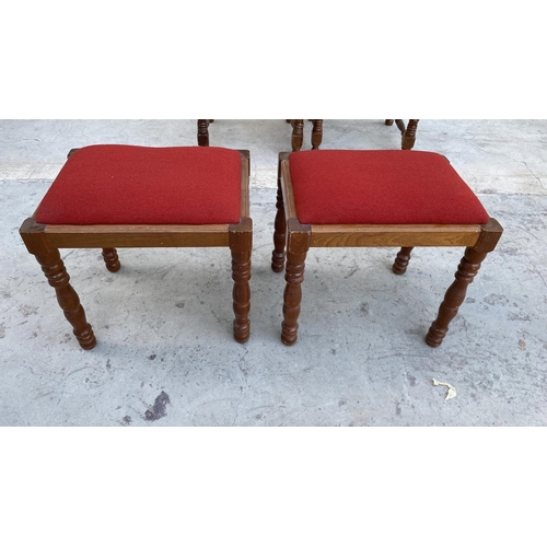 149 - x2 Vintage Upholstered Wooden Stools (Matching Previous Lot)