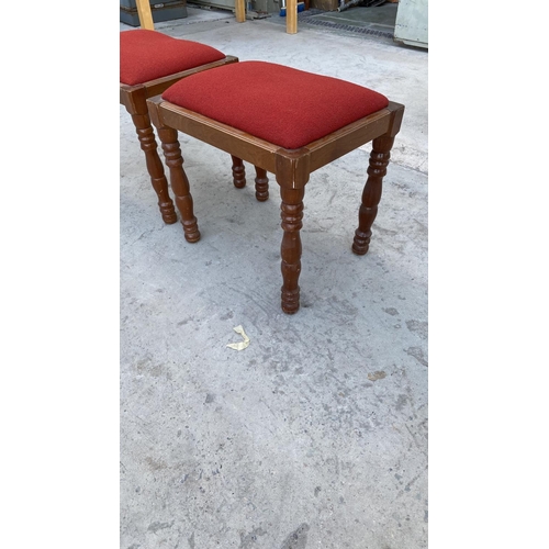 149 - x2 Vintage Upholstered Wooden Stools (Matching Previous Lot)