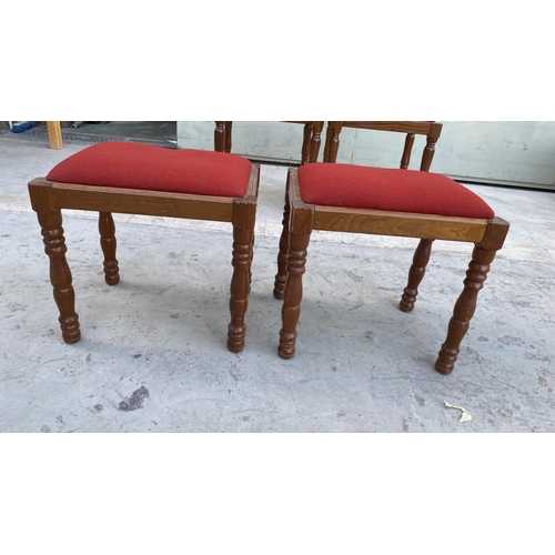 149 - x2 Vintage Upholstered Wooden Stools (Matching Previous Lot)