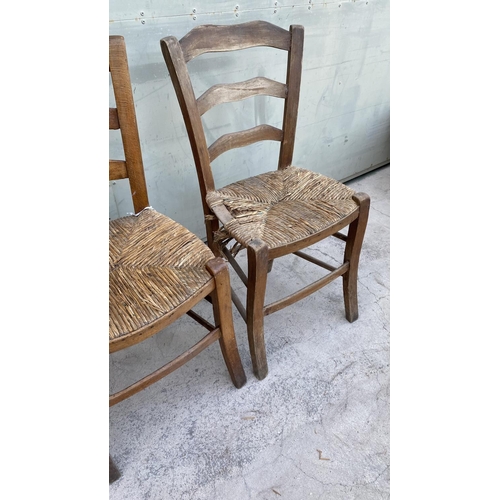 153 - x6 Vintage Cyprus Traditional Coffee Shop Wooden Woven Chairs (A/F)