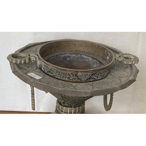 155 - Antique Ottoman Bronze Hand Chiseled Brazier Incense Burner