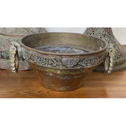 155 - Antique Ottoman Bronze Hand Chiseled Brazier Incense Burner