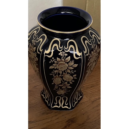 159 - Vintage Bavaria West Germany Real Cobalt Vase with Gold Trim (18cm H.)