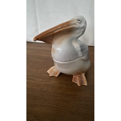 173 - Beautiful Old 'Pelican' Romanian Porcelain Butter Dish