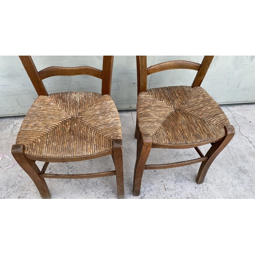 178 - x2 Vintage Cyprus Traditional Coffee Shop Wooden Woven Chairs