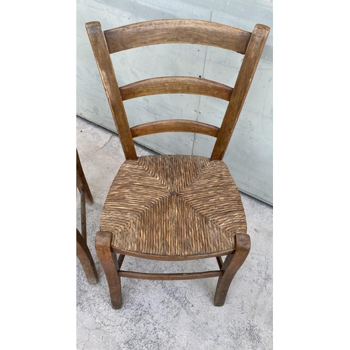 178 - x2 Vintage Cyprus Traditional Coffee Shop Wooden Woven Chairs