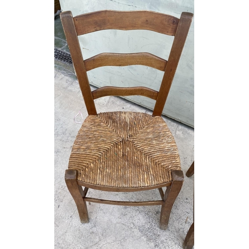 178 - x2 Vintage Cyprus Traditional Coffee Shop Wooden Woven Chairs