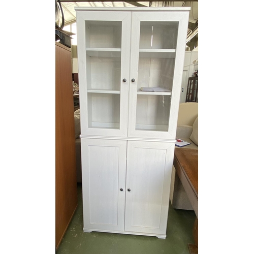 27 - 'Ikea' White Wooden Display Cabinet/Vitrine (74 W. x 32 D. x 182cm H.)