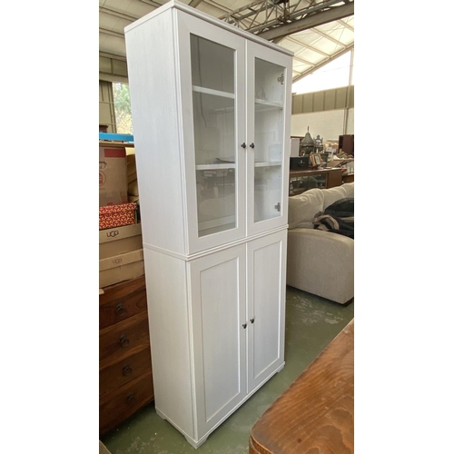 27 - 'Ikea' White Wooden Display Cabinet/Vitrine (74 W. x 32 D. x 182cm H.)