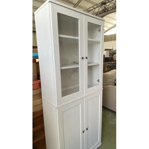 27 - 'Ikea' White Wooden Display Cabinet/Vitrine (74 W. x 32 D. x 182cm H.)