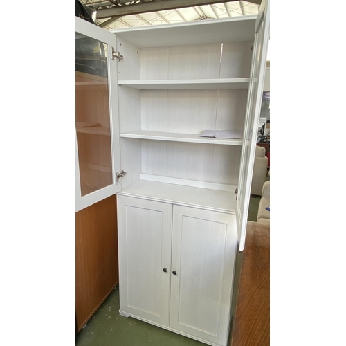 27 - 'Ikea' White Wooden Display Cabinet/Vitrine (74 W. x 32 D. x 182cm H.)