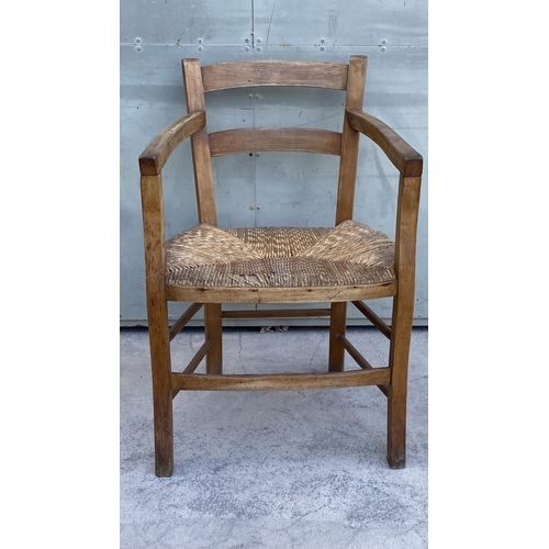 48 - Rare Vintage Wooden Woven Armchair (A/F)