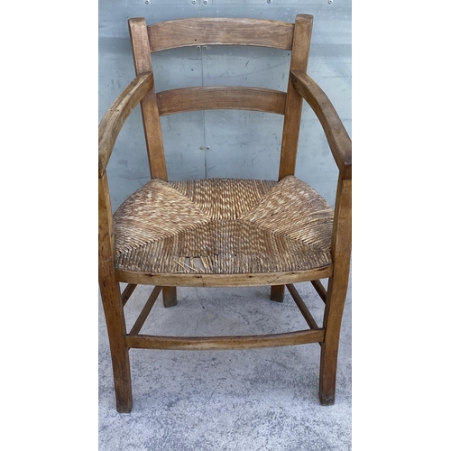 48 - Rare Vintage Wooden Woven Armchair (A/F)