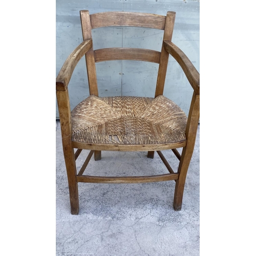 48 - Rare Vintage Wooden Woven Armchair (A/F)