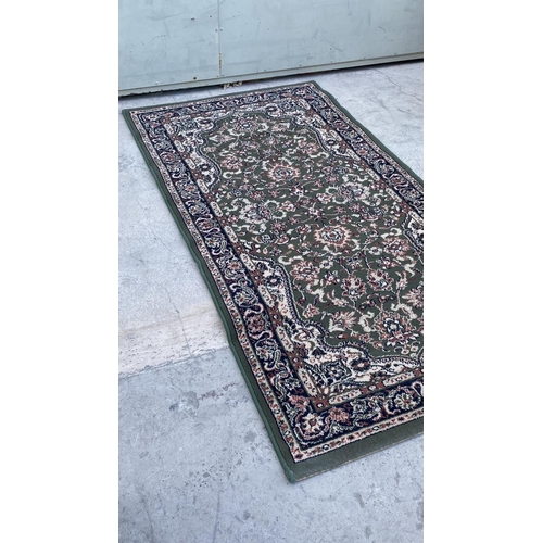 49A - Mehrabi 100% PP Heatset Pile Green Carpet (80 x 160cm)