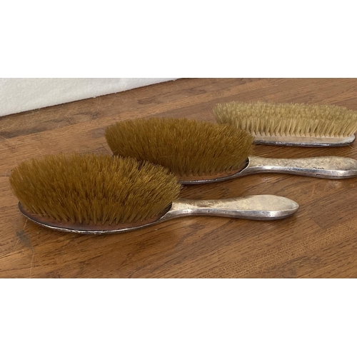 70 - x3 Art Deco Hallmarked Silver Hair/Cloth Brushes