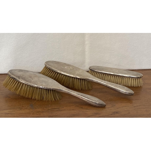 70 - x3 Art Deco Hallmarked Silver Hair/Cloth Brushes