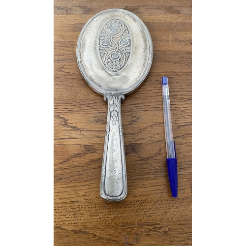 71 - Art Nouveau Silver Hand Mirror with Roses