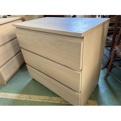 119 - Wooden Light Color Chest of 3 Drawers (80 W. x 48 D. x 78cm H.)