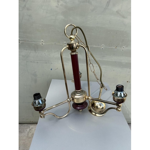 143 - Brass 3-Arm Ceiling Light Fitting