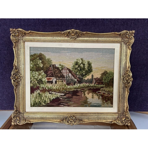 24 - Vintage Needlepoint Tapestry in Gilt Frame (47 x 38cm)