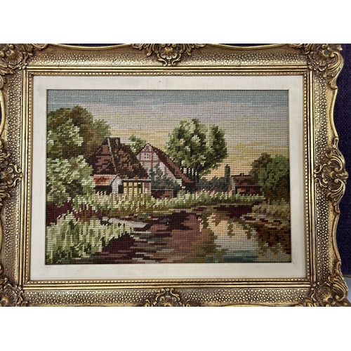 24 - Vintage Needlepoint Tapestry in Gilt Frame (47 x 38cm)