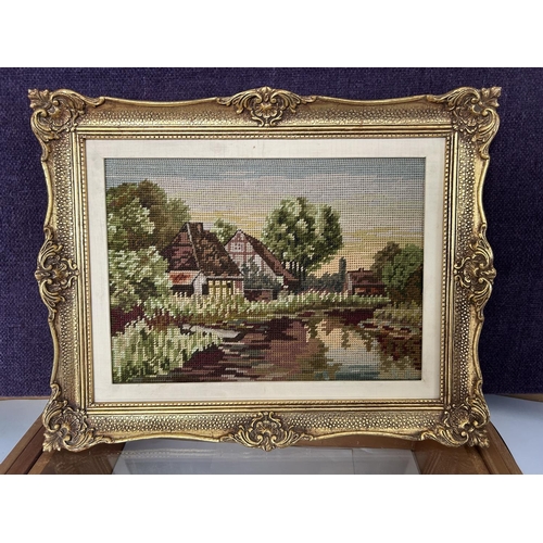 24 - Vintage Needlepoint Tapestry in Gilt Frame (47 x 38cm)