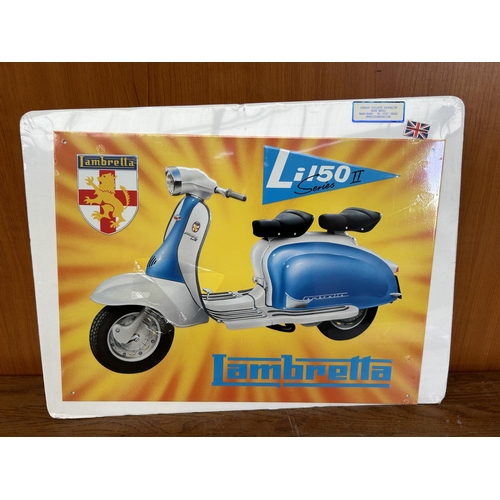 526 - Big Tin Sign Lambretta Made in UK (46 x 35cm)