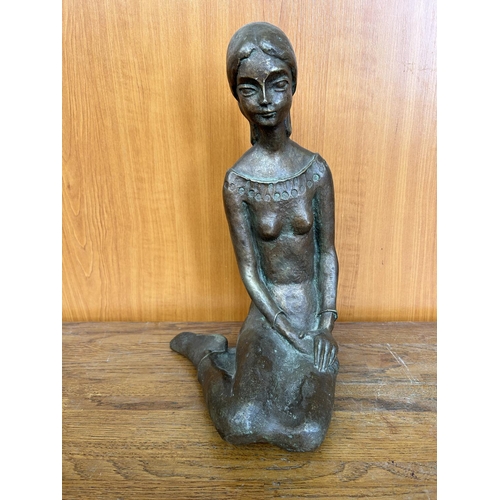 530 - Vintage Copper Hand Made Statue of Girl (36cm H.)