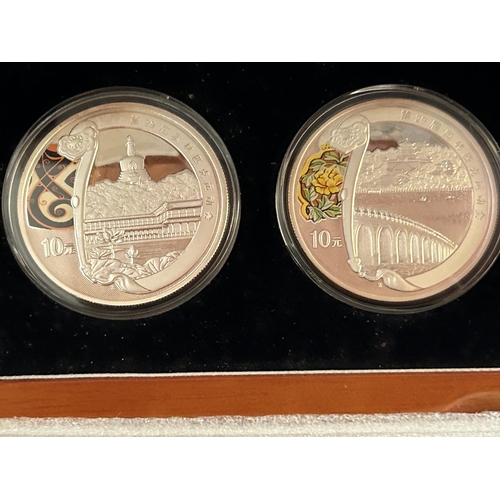 599 - China 2008 Beijing Olympic Games Official Commemorative Silver Four Coin Set, Cased with Certificate... 