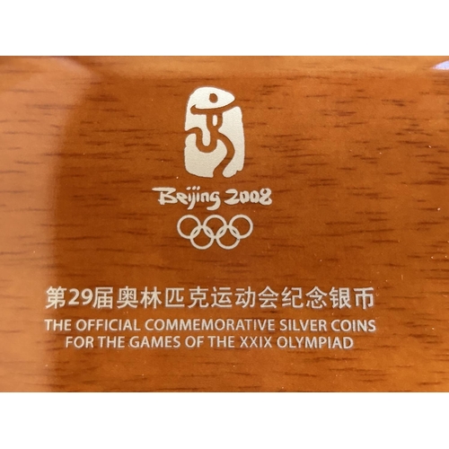 599 - China 2008 Beijing Olympic Games Official Commemorative Silver Four Coin Set, Cased with Certificate... 