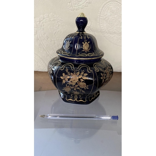 160A - West Germany Vintage Bavarian Real Cobalt Bonboniere 18cm H.